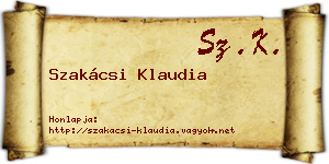 Szakácsi Klaudia névjegykártya